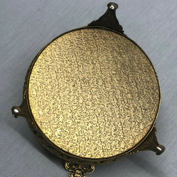 Vintage Brass & Beveled Glass Footed Jewelry Box - Picture 5 of 5